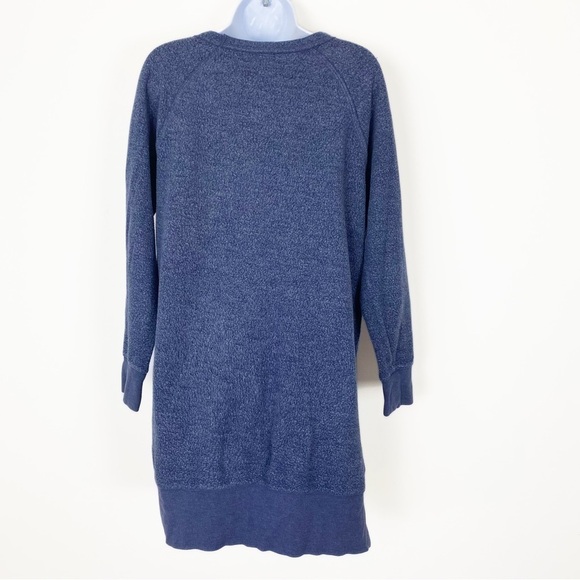 VS VICTORIA’S SECRET Navy Fuzzy Fleece Long Tunic Pullover Sweatshirt Medium - Picture 6 of 8